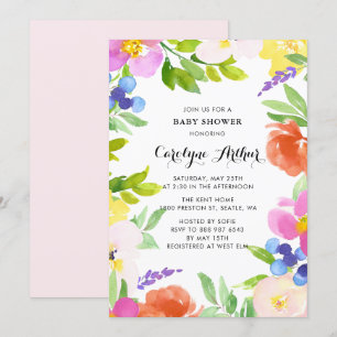 Watercolor Lente Bloemen Baby Shower Uitnodiging I