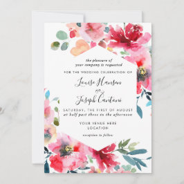 Watercolor Lente Bloemen Bruiloft Aankondiging