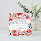 Watercolor Lente Bloemen Bruiloft Aankondiging (Staand voorkant)