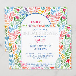 Watercolor Lente Bloemen Bruiloft Bridal Shower Kaart