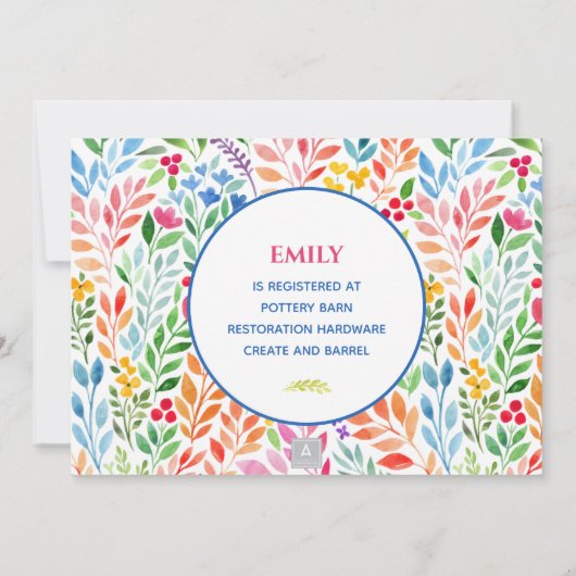 Watercolor lente bloemen bruiloft bruidsfeest kaart (Achterkant)