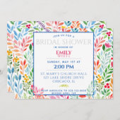 Watercolor lente bloemen bruiloft bruidsfeest kaart (Voorkant / Achterkant)