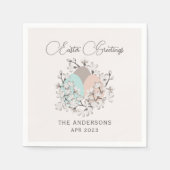 Watercolor lente bloemen eieren Pasen Servet (Voorkant)