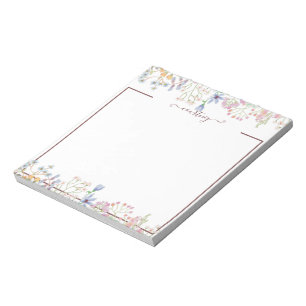 Watercolor lente bloemen gepersonaliseerd notitieblok