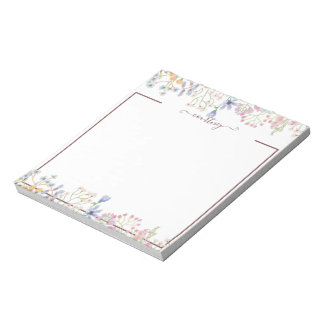 Watercolor lente bloemen gepersonaliseerd   notitieblok