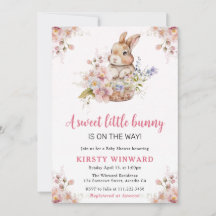 Watercolor Lente Bloemen Konijn Baby Shower