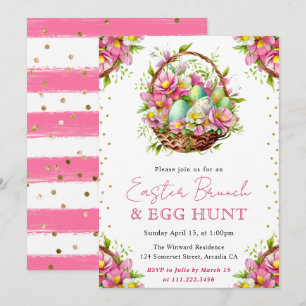Watercolor Lente Bloemen Paasmand Brunch Kaart
