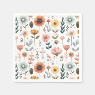 Watercolor lente bloemen pastel bloemenpatroon servet