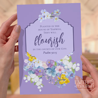 Watercolor lente bloemendecoratie Bijbeltekst kerk