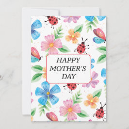Watercolor Lente Bloemenpatroon Moederdag Feestdagenkaart