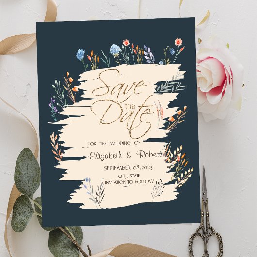 Watercolor Lente Bloemenweide Bewaar de Datum Save The Date