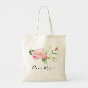 Watercolor Lente Bloesem Roze Bloemen Bloemnaam Tote Bag