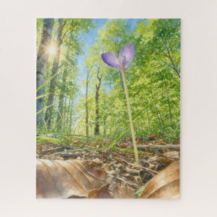Watercolor lente bos krokus bloem legpuzzel