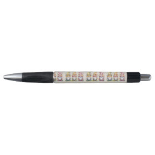 Watercolor Lente Kabouter Trio met Bloemhoeden Pen