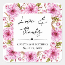 Watercolor lente kersenbloesem verjaardagsfeest