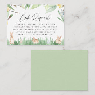 Watercolor lente konijnen babyshower boek verzoek informatiekaartje
