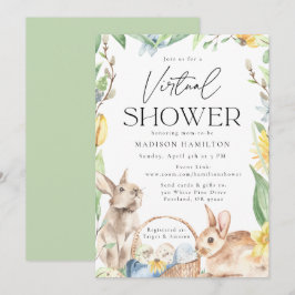 Watercolor lente konijnen virtuele baby shower kaart