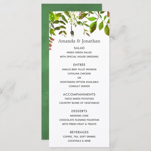 Watercolor lente lover weddingmenu menu (Voorkant / Achterkant)
