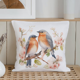 Watercolor Lente Vogels en Bloesems Kussen
