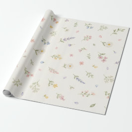 Watercolor lente wilde bloem cadeaupapier