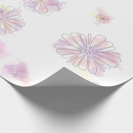 Watercolor Lentebloemen Inpakpapier – Elegant (Hoek)