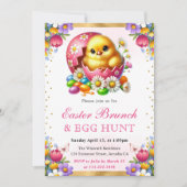 Watercolor Lentekuiken in Ei Paasbrunch Kaart (Voorkant)