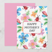 Watercolor Lentepatroon Moederdag Feestdagenkaart (Voorkant / Achterkant)