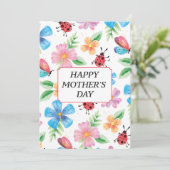 Watercolor Lentepatroon Moederdag Feestdagenkaart (Staand voorkant)
