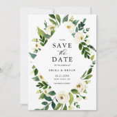 Watercolor Lentewitte Bloemen Frame Save The Date (Voorkant)