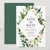 Watercolor Lentewitte Bloemen Frame Save The Date (Voorkant / Achterkant)