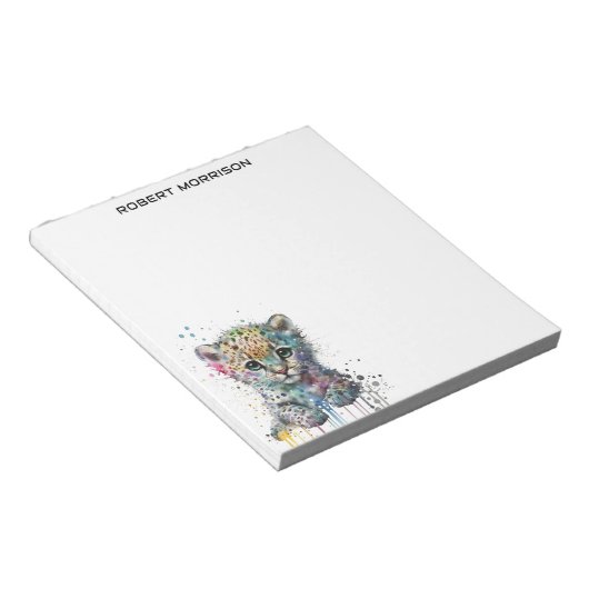 Watercolor Leopard Sophisticated Notepad Notitieblok (Schuin)