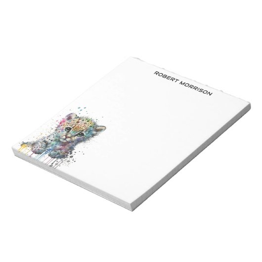 Watercolor Leopard Sophisticated Notepad Notitieblok (Linkerzijde)