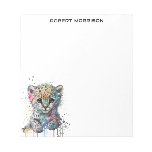 Watercolor Leopard Sophisticated Notepad Notitieblok (Voorkant)