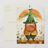 Watercolor Leprechaun Whimsical St. Patrick's Day Briefkaart (Voorkant / Achterkant)