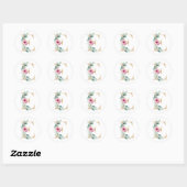 Watercolor letter E met rozen Ronde Sticker (Vel)