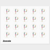 Watercolor letter P met rozen Ronde Sticker (Vel)