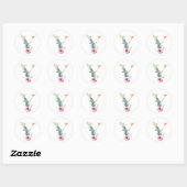 Watercolor letter Y met rozen Ronde Sticker (Vel)