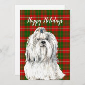 Watercolor Lhasa Apso-hond op maat Feestdagenkaart (Voorkant / Achterkant)