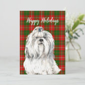 Watercolor Lhasa Apso-hond op maat Feestdagenkaart (Staand voorkant)