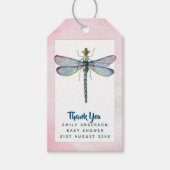 Watercolor LIBELLE Bedankt Baby Shower PinkBlu Cadeaulabel (Voorkant)