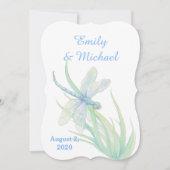 Watercolor Libelle Blauw Groen Natuur Bruiloft Kaart (Voorkant)