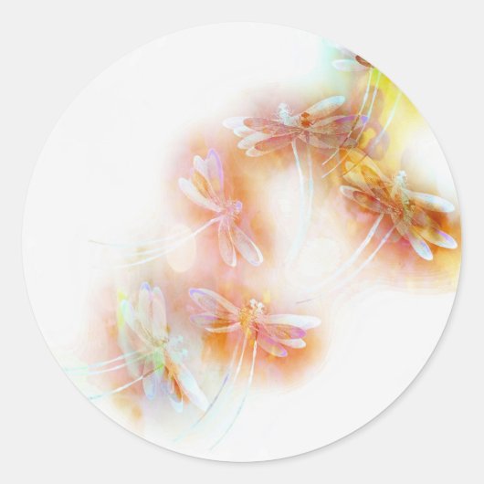 Watercolor libellen ronde sticker (Voorkant)