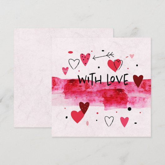 Watercolor liefde kaart (Voorkant / Achterkant)