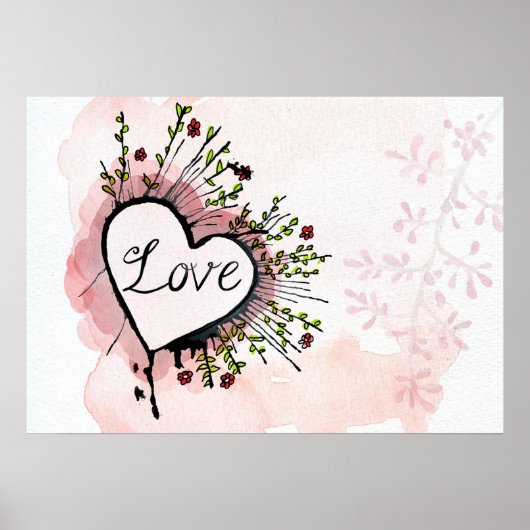 Watercolor Liefdeshart Poster (Voorkant)