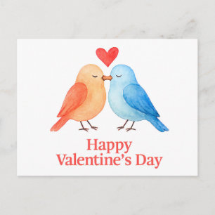 Watercolor Liefdesvogels met Hart Valentijnsdag Il Briefkaart
