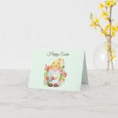 Watercolor Lieve Pasen Kabouter Kaart (Gele Bloem)