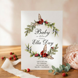 Watercolor Lieveheersbeestje, Botanische Baby in B Kaart