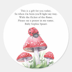 Watercolor lieveheersbeestje. Gebed voor kaars Ronde Sticker