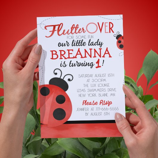 Watercolor Lieveheersbeestje Verjaardag Kaart