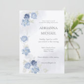 Watercolor Light Blue Wedding Invitation Kaart (Staand voorkant)